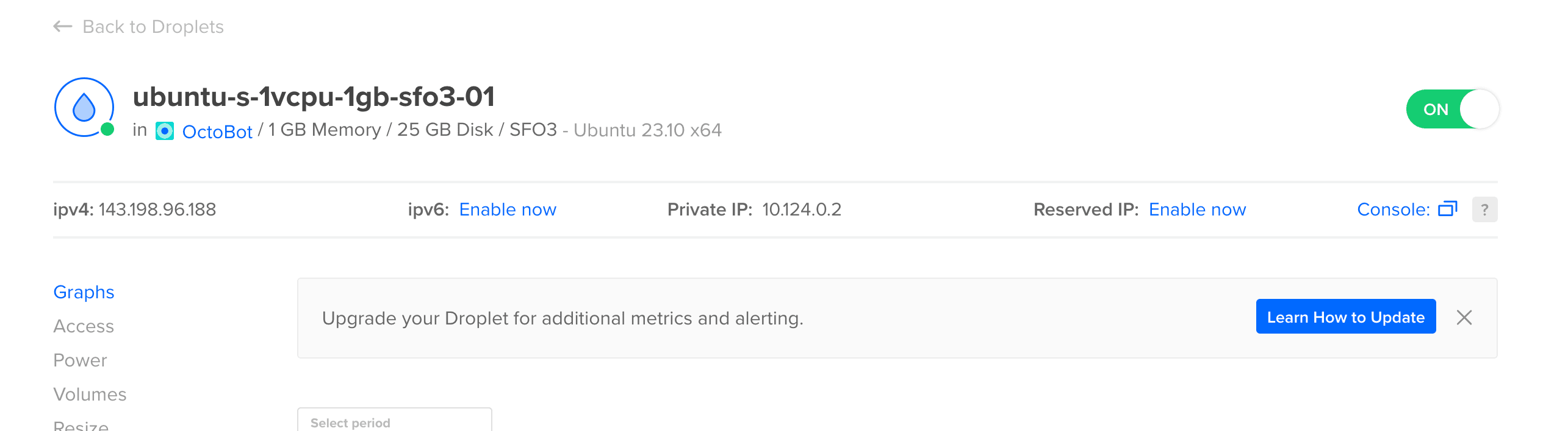 DigitalOcean droplet IP address
